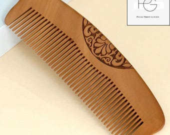 Wooden Hair Comb - Anti-Static Detangling Comb for All Hair Types - Pocket-Sized Natural Wooden Comb for Women, Wet
