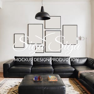 Sleek Wall Frame Mockup (4x5 & 5x7) – Modern Poster Gallery Wall with Black Thin Frame Templates