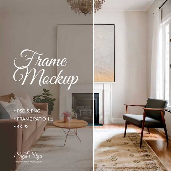 Frame Mockup Ratio 1x1 ( Wall Frame Mockup In Home Interior Wood Frame Mockup Mockup Frame In Minimalist Style Poster Mockup )