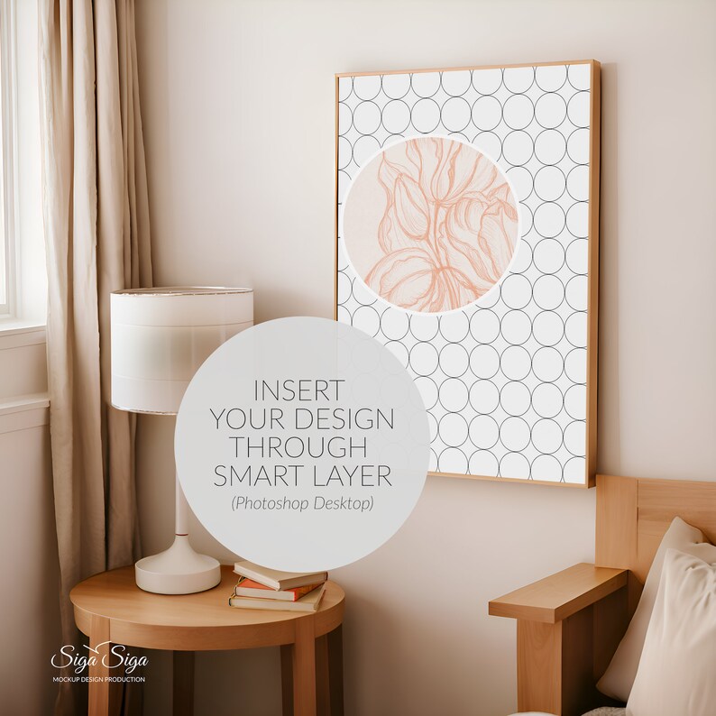 Chic Frame Mockup 5x7 One Wood Frame for Poster Display, Midcentury