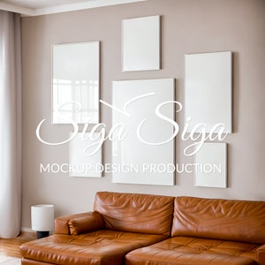 Chic Gallery Frame Mockup (2x3 | 3x4) – Stylish Home Interior Template with White Canvas Frames and Reflections
