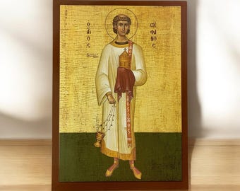 Sint Stefanus de Protomartyr – Handgemaakt Byzantijns houten icoon