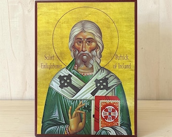 Saint Patrick of Ireland: handgemaakt Byzantijns houten icoon