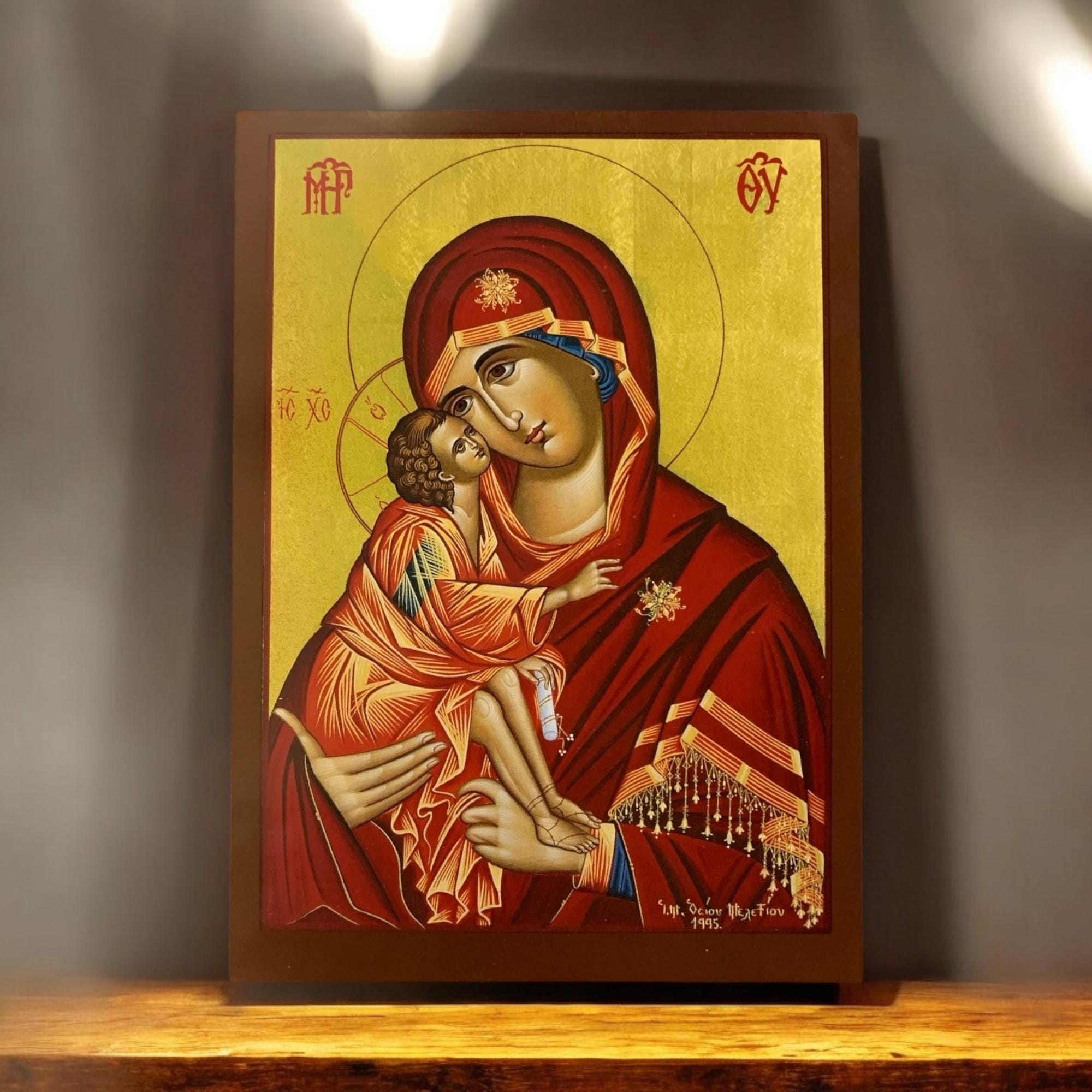 Virgin Mary Glykophilousa – Handmade Byzantine Wooden Icon - Etsy