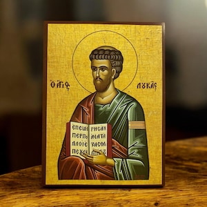 São Lucas Evangelista – Ícone bizantino de madeira feito à mão