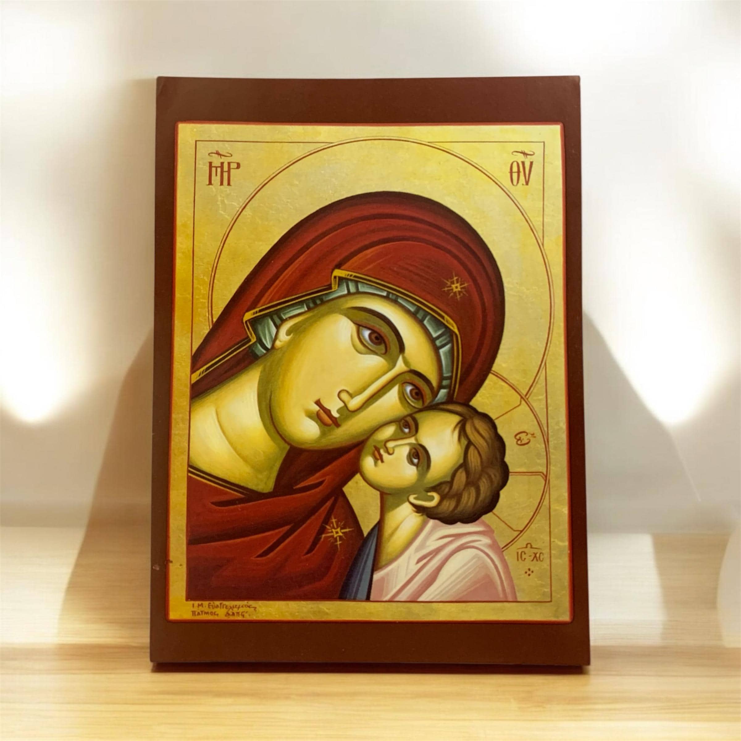 Virgin Mary Glykophilousa – Handmade Byzantine Wooden Icon - Etsy
