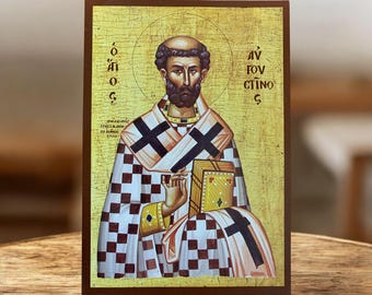 Sant'Agostino – Icona bizantina in legno fatta a mano