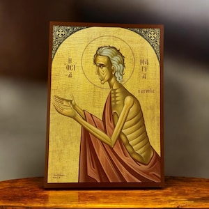 Heilige Maria van Egypte – Handgemaakt Byzantijns houten icoon