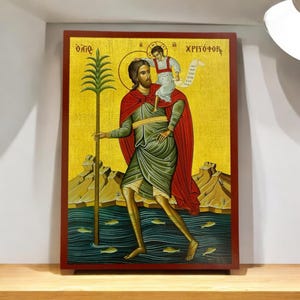 Saint Christopher – Handmade Byzantine Wooden Icon