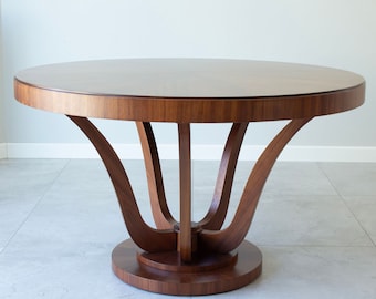 Art Deco WALNUT dining  round table diameter 130 cm