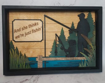 Fishing with Dad layered wood wall display (father/son or father/daughter)