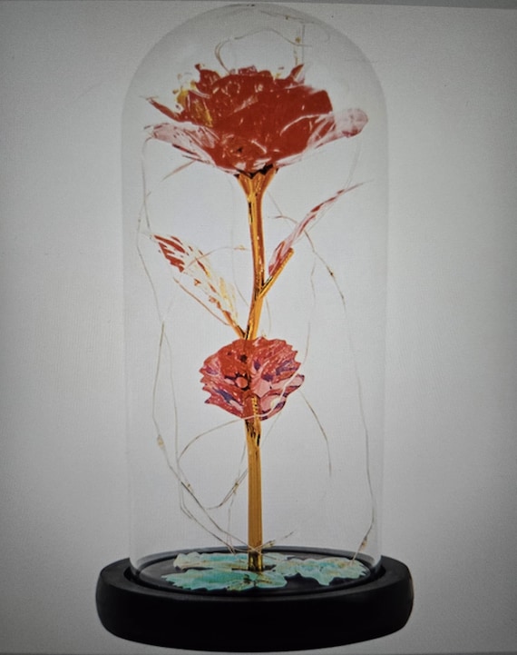 HOME LIVING Beauty And The Beast Rose Rose In LED Glass Dome
