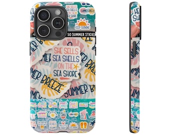 Summer Stickers Collage Phone Case | Sea Shells Phone Case | Aesthetic Beach Phone Case | Tough Phone Case | Iphone Cases | Samsung Cases