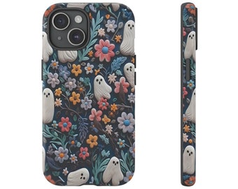 Spooky Ghosts And Flowers Phone Case | Flowers Phone Case | Halloween Ghost Phone Case | Tough Phone Case | Iphone Cases | Samsung Cases