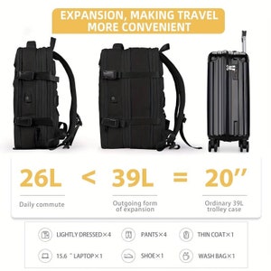 Sac à dos de voyage, sac à bandoulière extensible, voyage d'affaires, tourisme de courte distance, sac à dos d'ordinateur de grande capacité image 2