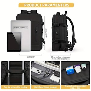 Travel Backpack, Shoulder Bag, Expandable, Business Trip, Short-distance Tourism, Large Capacity Computer Backpack image 4