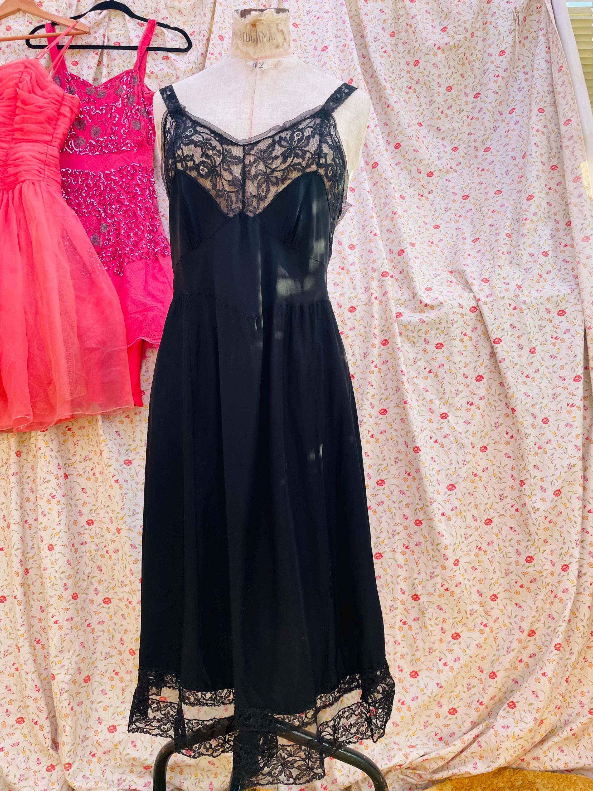 Antique silk and lace 1930s slip dress