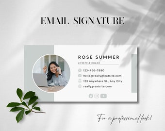 Email Signature Template, Coaching Email Signature, Minimalist Signature Template, Editable Email Signature Canva Template