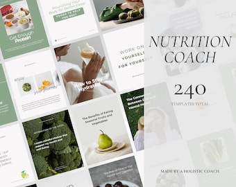 Nutrition Coach Canva Template, Nutritionist Editable Instagram, Holistic Health Social Media, Wellness Feed, Healthy Food IG Posts