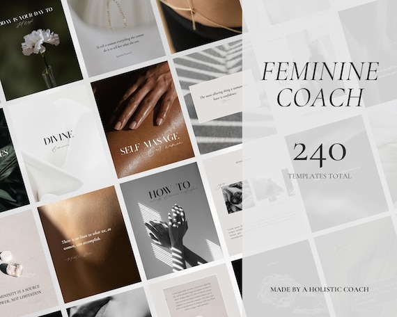 Feminine Energy Coach Canva Template, Female Social Media, Aesthetic Editable Instagram, Holistic Lifestyle Feed, Wellness IG Posts, Mindful