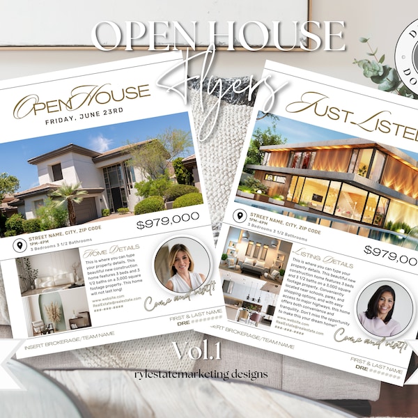 Open House Standout Flyer | Listing Flyer | Real Estate Flyer Editable Template | Impress Buy & Sell Residential Real Estate Flyer |