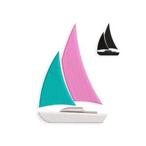 Sailboat Embroidery designs, boat embroidery design. Multiple Sizes and Formats included. INSTANT DOWNLOAD