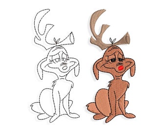 Christmas deer Embroidery designs, dog Max embroidery design. Multiple Sizes and Formats included. INSTANT DOWNLOAD