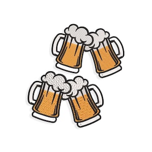 Diseños de bordado de cerveza, diseño de bordado de vaso de cerveza. Múltiples tamaños y formatos incluidos. DESCARGA INSTANTÁNEA