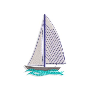 Sailboat Embroidery designs, boat embroidery design. Multiple Sizes and Formats included. INSTANT DOWNLOAD