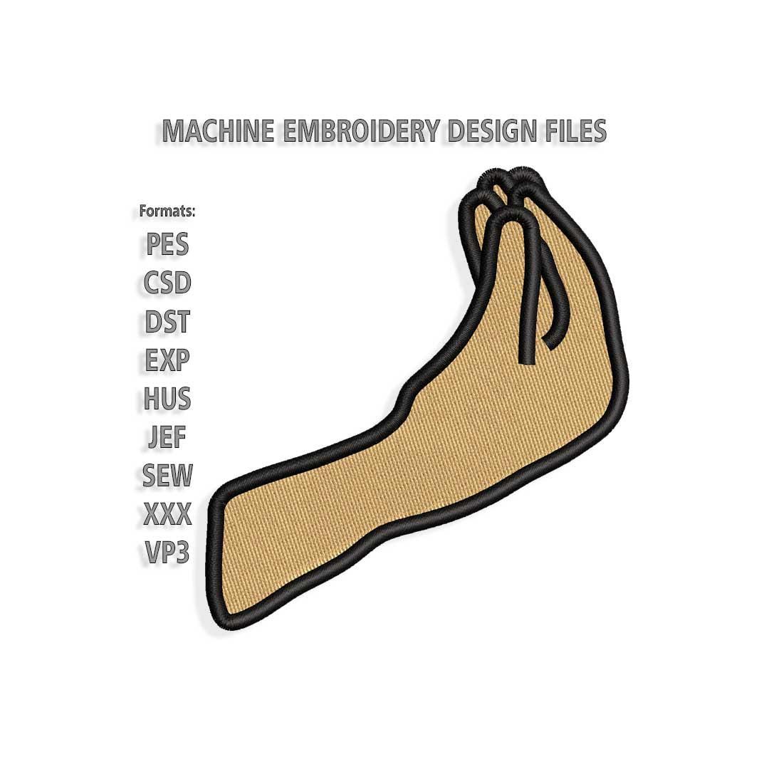 Pinched Fingers Embroidery Design Files. Sizes 1