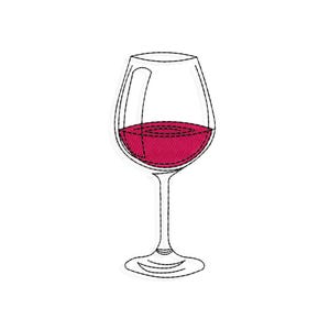 Wine Embroidery designs, glass of wine embroidery design. Multiple Sizes and Formats included. INSTANT DOWNLOAD