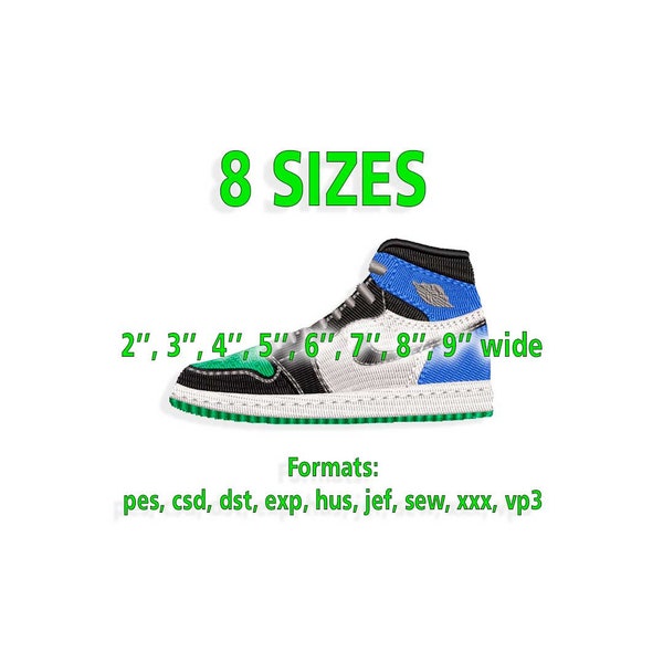 Sneaker Embroidery designs, Sport shoes embroidery design. Multiple Sizes and Formats included. INSTANT DOWNLOAD