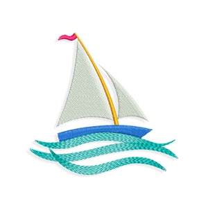 Sailboat Embroidery designs, boat embroidery design. Multiple Sizes and Formats included. INSTANT DOWNLOAD