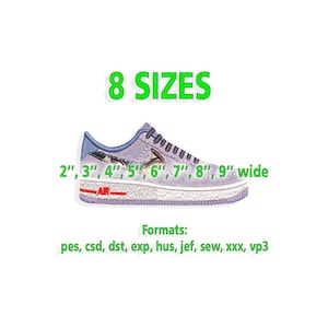 Sneaker Embroidery designs, Sport shoes embroidery design. Multiple Sizes and Formats included. INSTANT DOWNLOAD