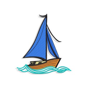 Sailboat Embroidery designs, boat embroidery design. Multiple Sizes and Formats included. INSTANT DOWNLOAD