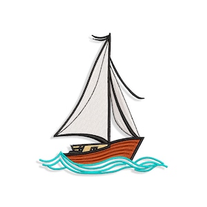 Sailboat Embroidery designs, boat embroidery design. Multiple Sizes and Formats included. INSTANT DOWNLOAD