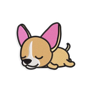 Chihuahua Embroidery designs, sleeping chihuahua dog embroidery design files. Multiple Sizes and Formats included. INSTANT DOWNLOAD