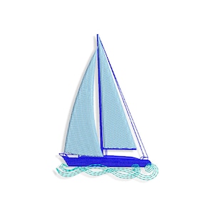 Sailboat Embroidery designs, boat embroidery design. Multiple Sizes and Formats included. INSTANT DOWNLOAD