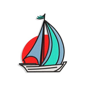 Sailboat Embroidery designs, boat embroidery design. Multiple Sizes and Formats included. INSTANT DOWNLOAD
