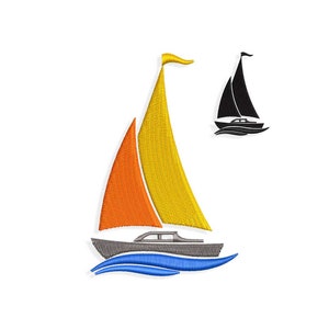 Sailboat Embroidery designs, boat embroidery design. Multiple Sizes and Formats included. INSTANT DOWNLOAD