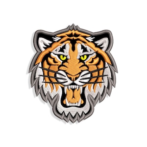 Tiger Applique Embroidery design files. Sizes 3&quot;, 4&quot;, 5&quot;, 6&quot;, 7&quot;, 8&quot; and Multiple Formats included. INSTANT DOWNLOAD