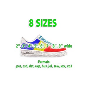 Sneaker Embroidery designs, Sport shoes embroidery design. Multiple Sizes and Formats included. INSTANT DOWNLOAD