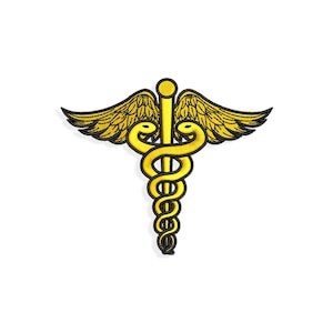 Caduceus Embroidery designs, medical symbol embroidery design. Multiple Sizes and Formats included. INSTANT DOWNLOAD