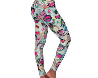 Flower Power High Waisted Yoga Leggings, Cozy, Comfy, Gift for Her