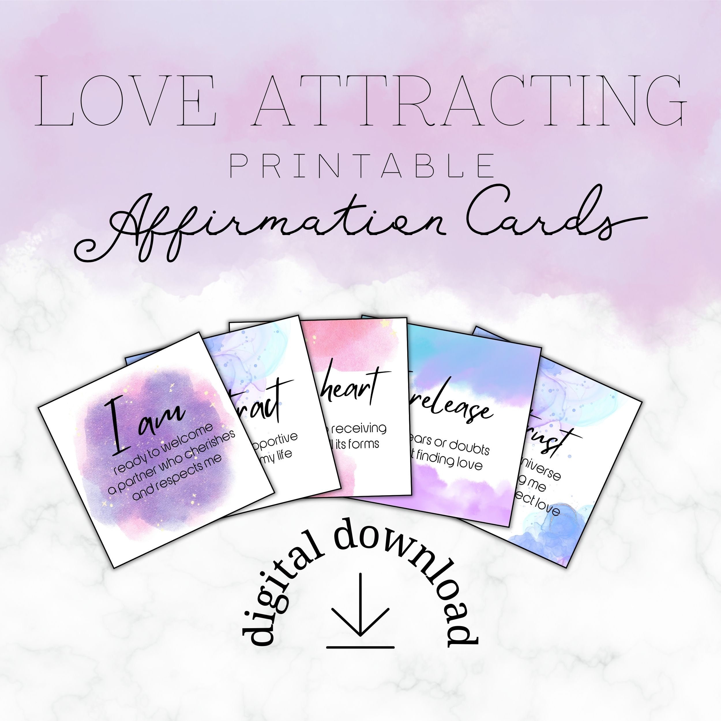 Printable Love Attracting Affirmation Cards for Meditation ...