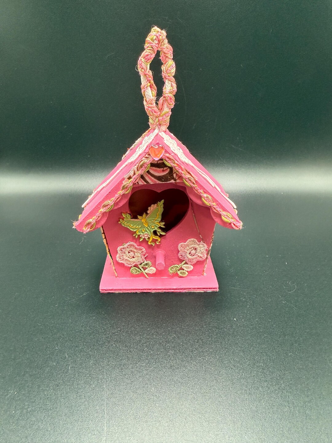 Hot Pink Petite Decorative Bird House With Butterfly and Flowers ...