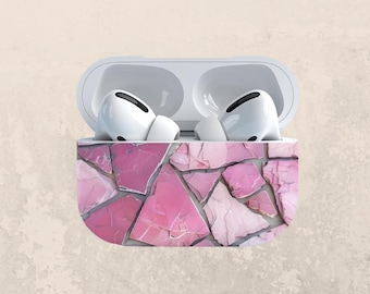 Pink Rose Quartz AirPod Case: Shattered Mosaic Design