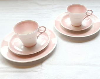 Shelley Pink Swirl Regent Teacup Trio - 1960s - Bone China