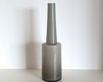 Cased Glass Grey and White Bottle Vase - 1970s Scandinavian Style