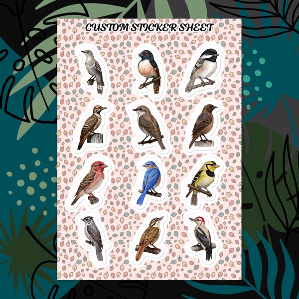 Choisissez vos autocollants pour oiseaux - Feuille d'autocollants personnalisés représentant des oiseaux trouvés aux États-Unis. Un cadeau incroyable pour les amateurs de scrapbooking.